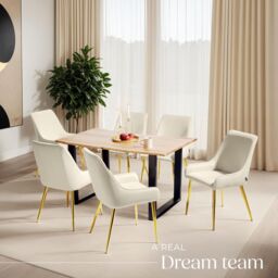 tectake Dining Chair Avane Set Of 2 - Beige - Size: 2 Pack - thumbnail 8