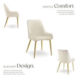 tectake Dining Chair Avane Set Of 2 - Beige - Size: 2 Pack - thumbnail 3