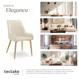 tectake Dining Chair Avane Set Of 2 - Beige - Size: 2 Pack - thumbnail 7