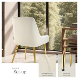 tectake Dining Chair Avane Set Of 2 - Beige - Size: 2 Pack - thumbnail 4