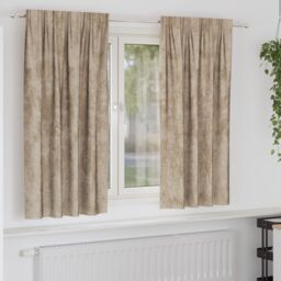 Berkfield Home Velvet Curtains 2 pcs with Eyelets Champagne 175x140 cm in Beige