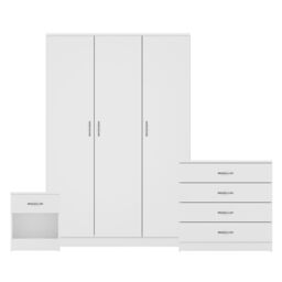 Home Discount Vida Designs Riano 3Pc Bedroom Set - 4 Drawer Chest, 3 Door Wardrobe in White - thumbnail 8
