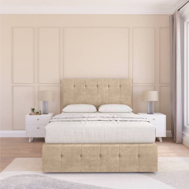"Sloomy Cambridge Coniston Divan Set 2 Drawers - 54"" Headboard-12"" Footboard in Cream - Size: Double" - image 1