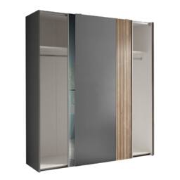 Cheshire Premium Nova Sliding 2 Door Mirrored Wardrobe in Light Oak & Dark Grey - thumbnail 3
