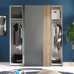 Cheshire Premium Nova Sliding 2 Door Mirrored Wardrobe in Light Oak & Dark Grey - thumbnail 8