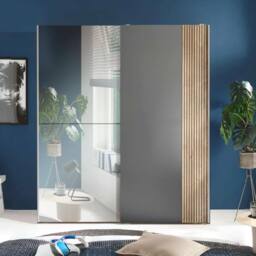 Cheshire Premium Nova Sliding 2 Door Mirrored Wardrobe in Light Oak & Dark Grey - thumbnail 7