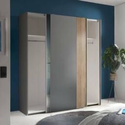 Cheshire Premium Nova Sliding 2 Door Mirrored Wardrobe in Light Oak & Dark Grey - thumbnail 5