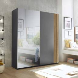 Cheshire Premium Nova Sliding 2 Door Mirrored Wardrobe in Light Oak & Dark Grey - thumbnail 4