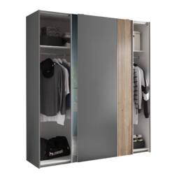 Cheshire Premium Nova Sliding 2 Door Mirrored Wardrobe in Light Oak & Dark Grey - thumbnail 2
