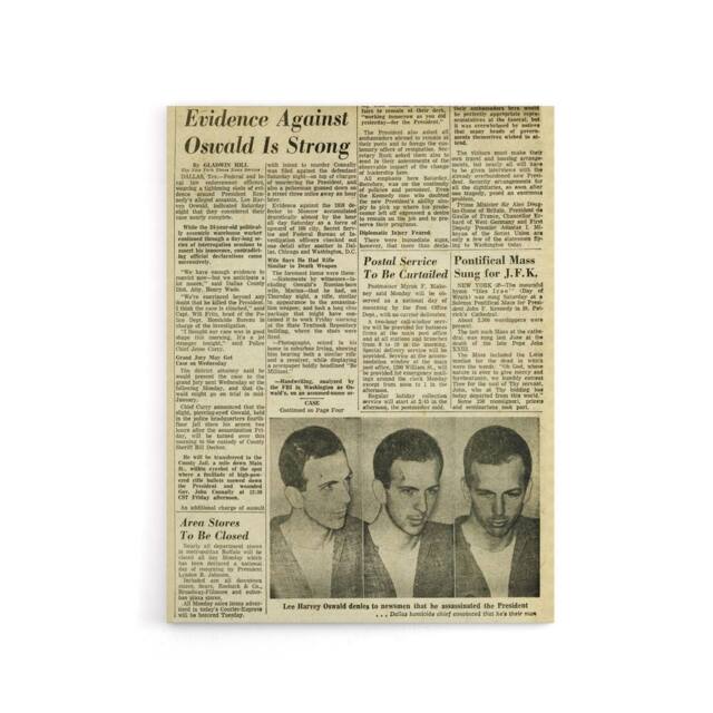 "Artery8 Assassination Kennedy JFK Harvey Oswald Canvas Wall Art Print in Beige - Size: W18"" x H24""" - image 1