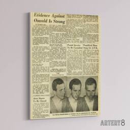 "Artery8 Assassination Kennedy JFK Harvey Oswald Canvas Wall Art Print in Beige - Size: W18"" x H24""" - thumbnail 2