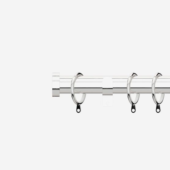 New Edge Blinds Polished Chrome 28mm Stud Fixed Length Metal Curtain Pole in Metallic Silver - Size: 95 cm - image 1