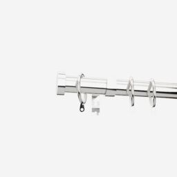 New Edge Blinds Polished Chrome 28mm Stud Fixed Length Metal Curtain Pole in Metallic Silver - Size: 95 cm - thumbnail 2