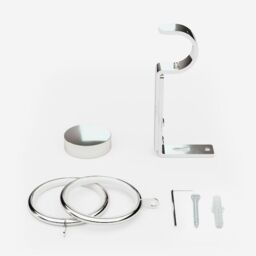 New Edge Blinds Polished Chrome 28mm Stud Fixed Length Metal Curtain Pole in Metallic Silver - Size: 95 cm - thumbnail 3