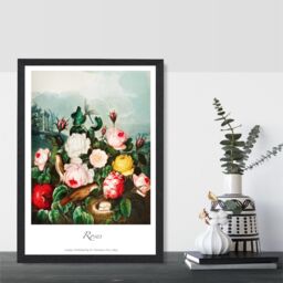 ARTZE Vintage Floral Exhibition - Cottage Roses Framed Print SIZE: A3 with Black Frame in Red - Size: A4 - thumbnail 2