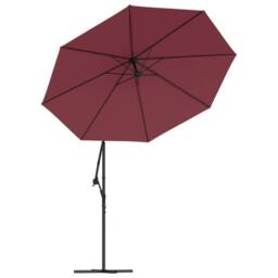 Berkfield Home Cantilever Umbrella with LED Lights & Steel Pole Wine Red - thumbnail 5