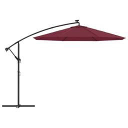 Berkfield Home Cantilever Umbrella with LED Lights & Steel Pole Wine Red - thumbnail 4