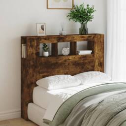 Berkfield Home LED Headboard Smoked Oak 120x18.5x103.5 cm Engineered Wood in Brown - thumbnail 3