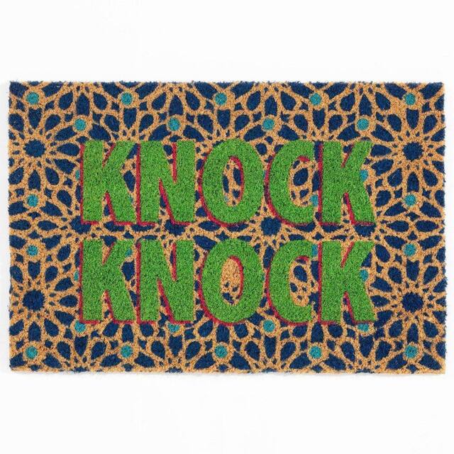 Arthouse Astley Knock Knock Printed PVC Backed Coir 40x60cm Doormat - Size: 40 cm x 60 cm - image 1