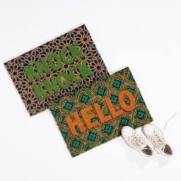 Arthouse Astley Knock Knock Printed PVC Backed Coir 40x60cm Doormat - Size: 40 cm x 60 cm - thumbnail 2