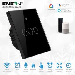 Smart Touch Switch (Black) 3 Gang without Neutral Wire. Only Live.(with adapter) - thumbnail 3