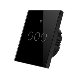 ENER-J 3 Gang Smart WiFi Touch Light Switch No Neutral Required Black Glass 1800W UK Home Lighting Control in White