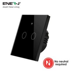 ENER-J 3 Gang Smart WiFi Touch Light Switch No Neutral Required Black Glass 1800W UK Home Lighting Control in White - thumbnail 3