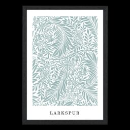 ARTZE Vintage William Morris Larkspur in Mint & White Art Print / Black Frame / SIZE: A4 - thumbnail 2