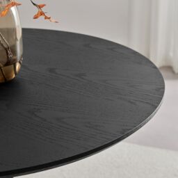FurnitureboxUK Novara 100cm Black Top Round Dining Table & 4 Cream Halley Chairs - thumbnail 4
