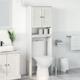 Berkfield Home Toilet Cabinet White 60 x 27 x 161 cm Solid pine wood - thumbnail 1
