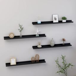 Berkfield Home Wall Shelves 4 pcs Black 80x9x3 cm - Size: 80 x 9 x 3 cm - thumbnail 1
