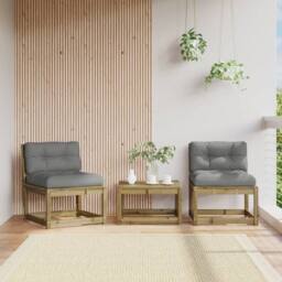 Berkfield Home Garden Sofas with Cushions 2pcs Impregnated Wood Pine in Brown - thumbnail 2