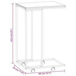 Berkfield Home Side Table with Wheels Black 40x30x63.5 cm Engineered Wood - thumbnail 6
