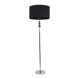 ValueLights Marissa Fabric Drum Shade with Chrome Stacked Ball Floor Lamp with LED Bulb in Black - thumbnail 2