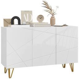 Wyld Haus Sarota High Gloss White Sideboard with Gold Tone Hairpin Legs - thumbnail 2