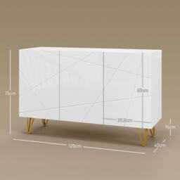 Wyld Haus Sarota High Gloss White Sideboard with Gold Tone Hairpin Legs - thumbnail 4