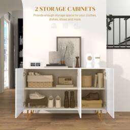 Wyld Haus Sarota High Gloss White Sideboard with Gold Tone Hairpin Legs - thumbnail 6