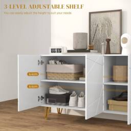 Wyld Haus Sarota High Gloss White Sideboard with Gold Tone Hairpin Legs - thumbnail 7