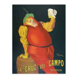 "Artery8 La Cruz del Campo Beer Advert Vintage Wall Art Print Cappiello in Red - Size: W12"" x H16""" - thumbnail 1