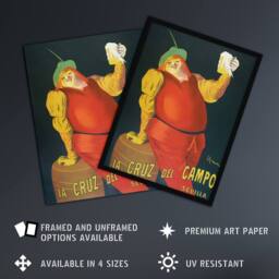 "Artery8 La Cruz del Campo Beer Advert Vintage Wall Art Print Cappiello in Red - Size: W12"" x H16""" - thumbnail 2