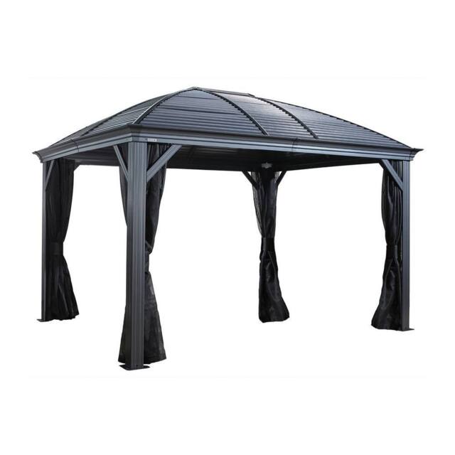 Rowlinsons Sojag Moreno Gazebo 3m x 3.7m - Aluminum - L362.99 x W298 x H283.01 cm in Grey - image 1