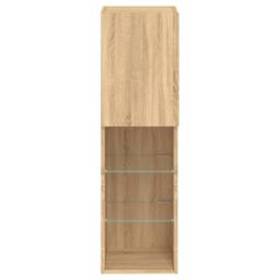 Berkfield Home TV Cabinets with LED Lights 2 pcs Sonoma Oak 30.5x30x102 cm in Brown - thumbnail 9