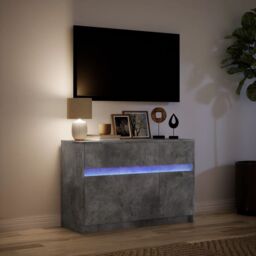 Berkfield Home TV Cabinet with LED Concrete Grey 91x34x61 cm Engineered Wood - Size: 91 x 34 x 61 cm - thumbnail 5