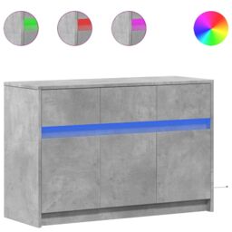 Berkfield Home TV Cabinet with LED Concrete Grey 91x34x61 cm Engineered Wood - Size: 91 x 34 x 61 cm - thumbnail 2