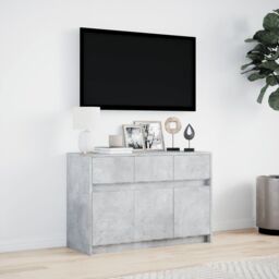 Berkfield Home TV Cabinet with LED Concrete Grey 91x34x61 cm Engineered Wood - Size: 91 x 34 x 61 cm - thumbnail 4