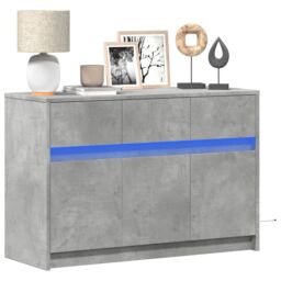 Berkfield Home TV Cabinet with LED Concrete Grey 91x34x61 cm Engineered Wood - Size: 91 x 34 x 61 cm
