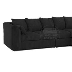 Furnishings For Less UK Luxor Jumbo Cord Large 5 Seater Corner Sofa Long Right Hand Facing in Black - thumbnail 2