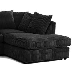 Furnishings For Less UK Luxor Jumbo Cord Large 5 Seater Corner Sofa Long Right Hand Facing in Black - thumbnail 3