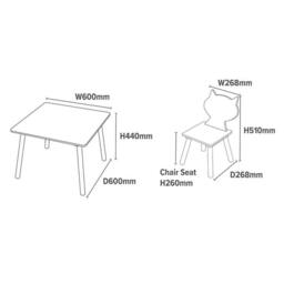 Liberty House Toys Kids Fox & Squirrel Table & 2 Chairs Set - Wooden H440xW600xD600mm in Grey - thumbnail 5