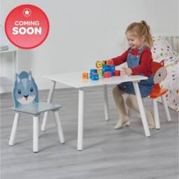 Liberty House Toys Kids Fox & Squirrel Table & 2 Chairs Set - Wooden H440xW600xD600mm in Grey - thumbnail 2